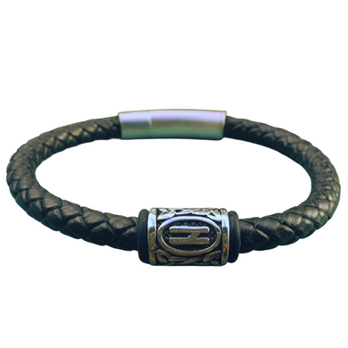 Bracelet cuir viking rune  hagalaz lettre H