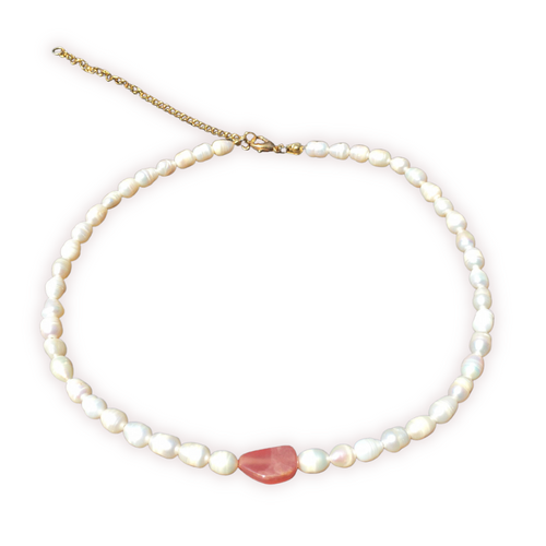 Collier perles eau douce rhodochrosite Linette