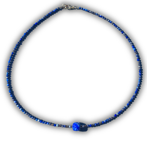 Collier chocker pierres fines lapis azuli