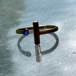 Bague qualité acier waterproof doré et bleue