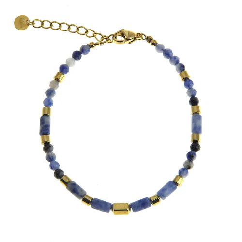 Bracelet pierre bleu doré