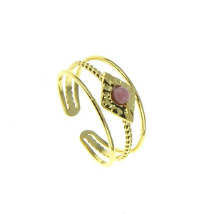 bague pierre rose rodonite ajustable 