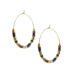 Boucles oreilles créoles oeil de tigre