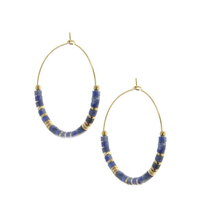 Boucles oreilles créoles lapis azuli