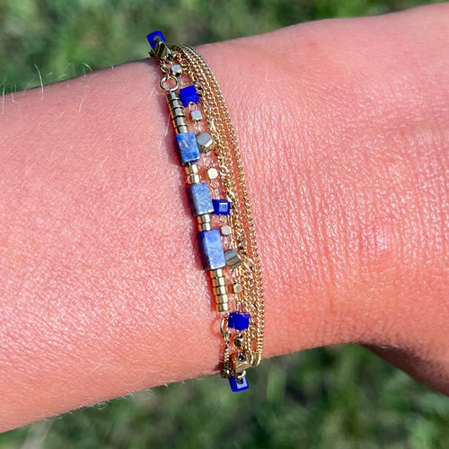Bracelet enroulé acier pierre