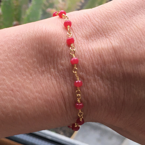 bracelet cuivre or pierre rouge