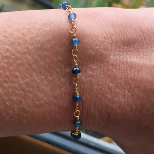 bracelet chaine cuivre pierre bleue