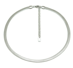 collier  chocker ras de cou maille serpent argenté